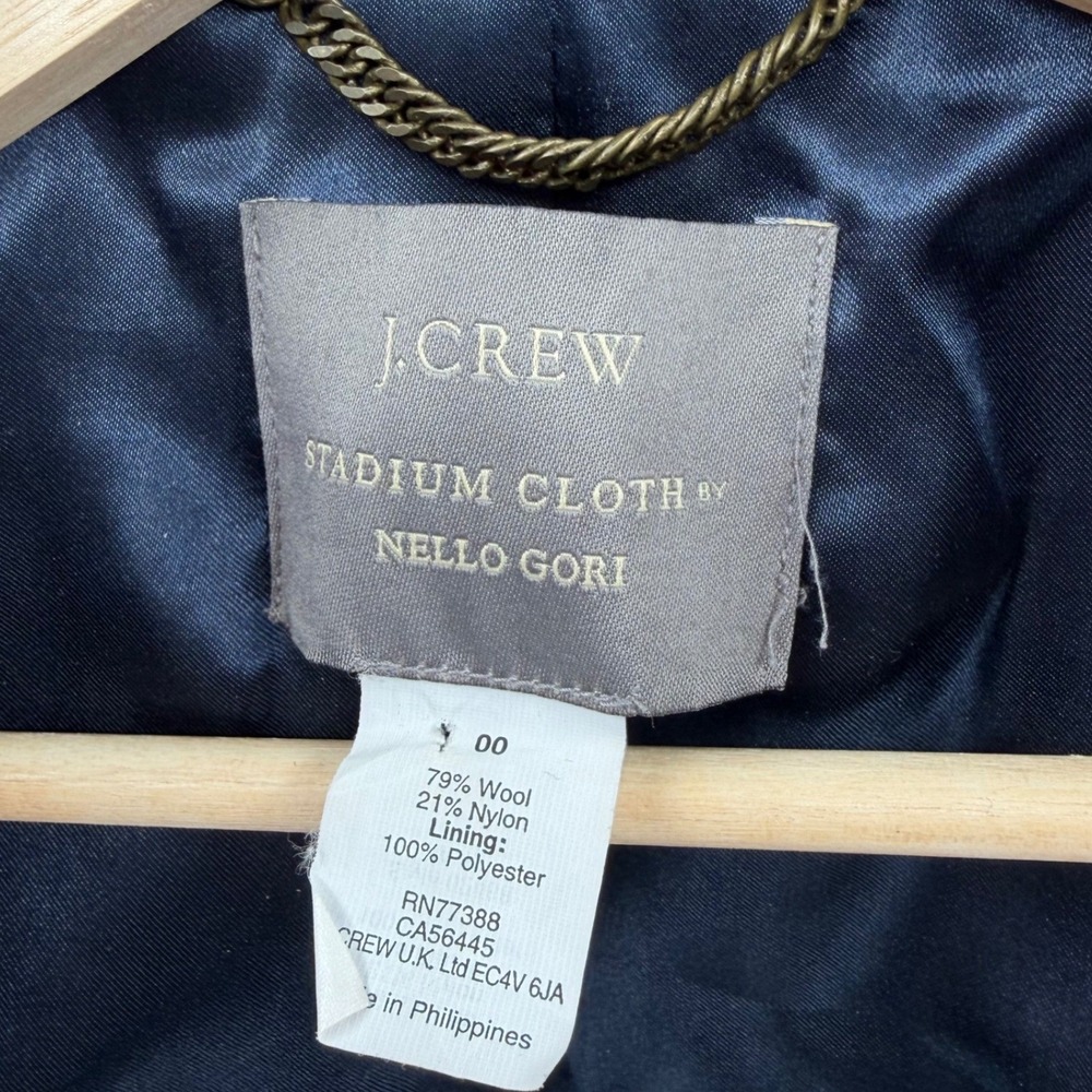 Vintage J. Crew Womens Pea Coat 00‎ Navy Blue Double Breasted Stadium Cloth - Picture 3 of 12